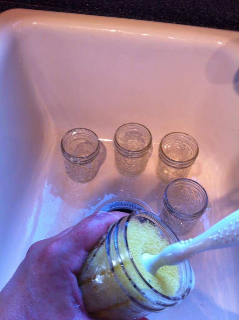 Preparing for canning washing jars