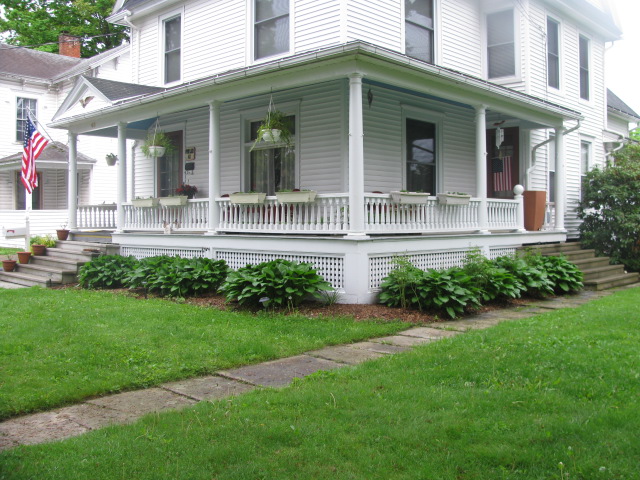 Front Porch, Ferns and Planters
