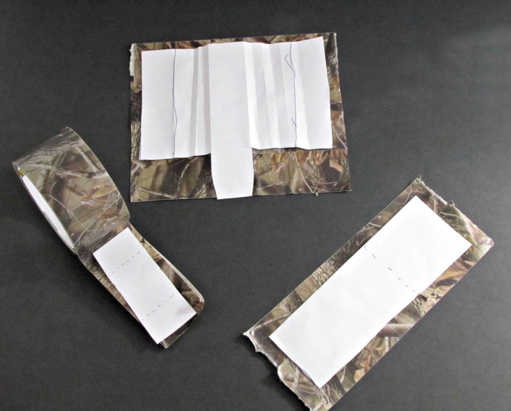 Cutting out the Duck Tape pattern for the Knife Belt Pouch