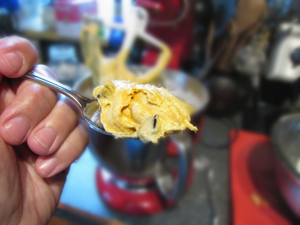 My favorite way to eat Pumpkin Chocolate Chip Cookies -- as batter