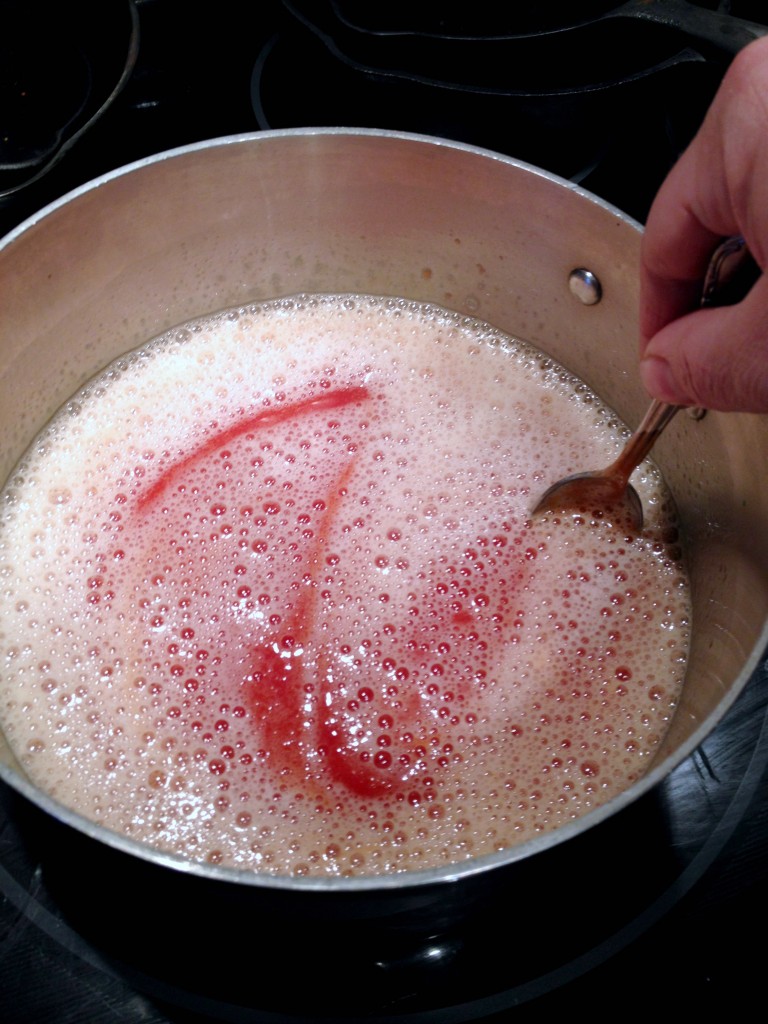 Mixing the Drunken Meatball Sauce