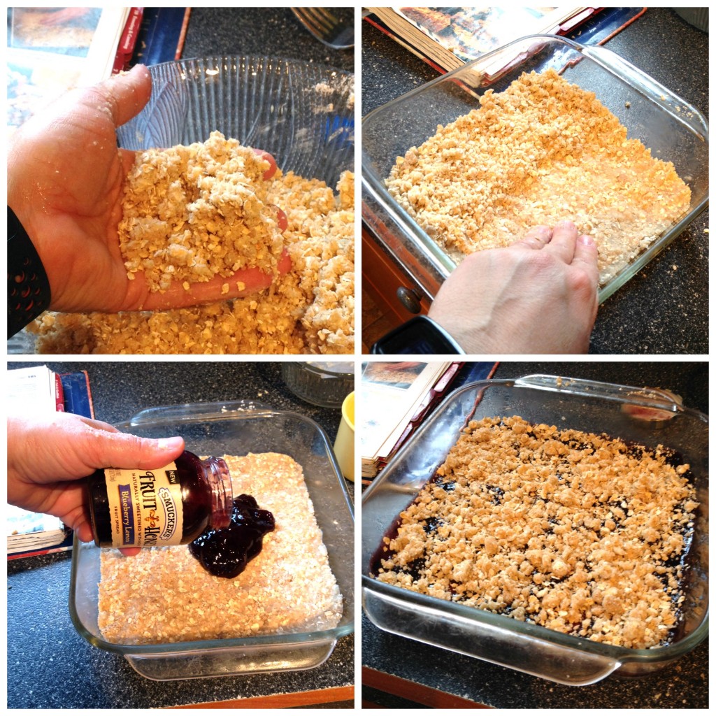 Making Blueberry Lemon Crumb Bars